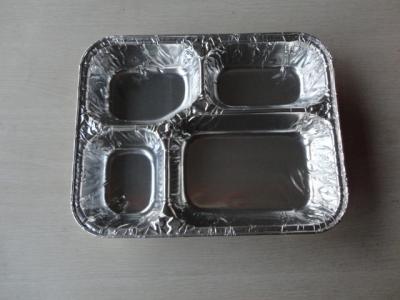 China Four Compartments foil takeaway containers / Aluminum Foil Boxes for Fast Food  With Lid for sale