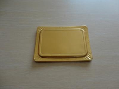 China Golden Coated Custom Aluminum Foil Lids Rectangle Shape for airline food packing for sale