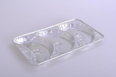 China Silver Disposable Devided Aluminum Foil Baking Pan For Food Heating Catering for sale