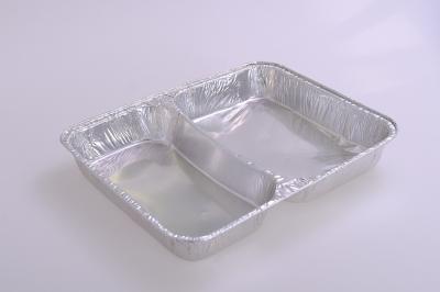 China Food Grade Recycled Aluminum Foil Container Multi-cavity Rectangle With Lid for sale