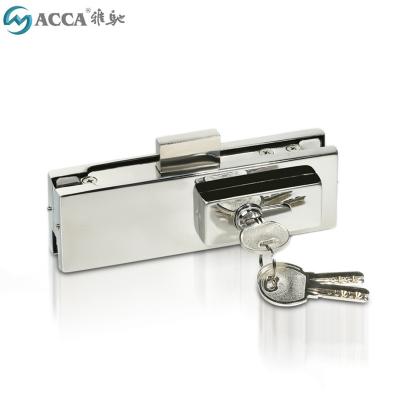 China Modern Frameless Door Hardware Fitting Stainless Steel Bottom Glass Door Lock Patch Fixture for sale