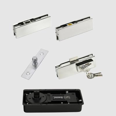 China Modern Heavy Duty Patch Fitting Magnetic Pivot Concealed Glass Door Closer Floor Hinge Set for sale