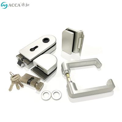 China Zinc Alloy/Aluminum Frameless Glass Sliding Door Handle Lock For Office Partition Door High Security Stainless Steel Glass Lock for sale