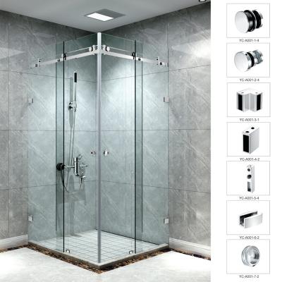 China Quiet Operation Bathroom Hardware Set 304 Stainless Steel Frameless Shower Sliding Door Hardware Wholesale for sale