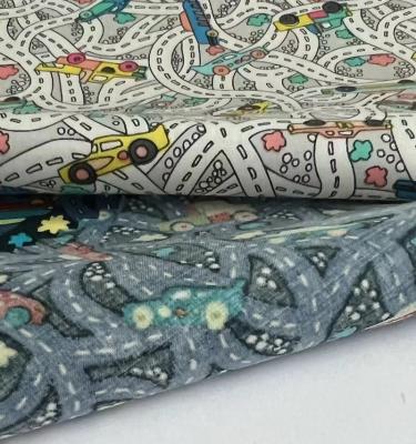 China Stain Resistant Cartoon Car Cotton  Print Textile 100% Cotton Woven Fabric  For kids for sale