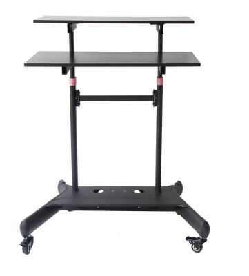 China (Height) Adjustable Sit Standing Converter Dual Monitor Wheels Home Office Desk Height Adjustable Workstation for sale