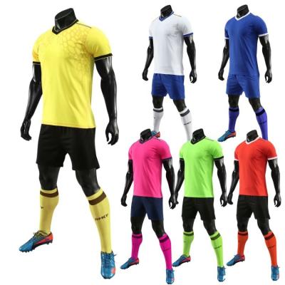 China Breathable Kids Adults Training Gym Football Soccer Jersey Mens Soccer Wear Uniform Yellow Red White Orange Black Color For Club Team for sale