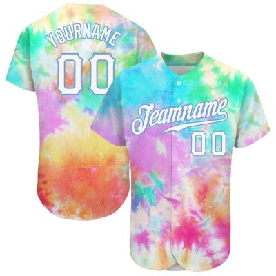 China Antibacterial Wholesale Cheap Full Button Tie Dye Baseball Jersey Baseball Wears for sale