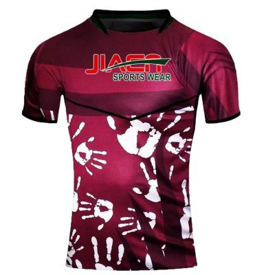 China Antibacterial Custom Rugby Shirts With Stand Collar, British/NZ Size Rugby Vest And Shorts for sale