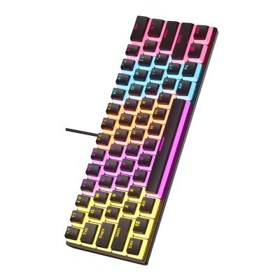 China Wholesale Price Metal+ABS Wholesale Price OEM USB 61 Keys Mini Wired RGB LED Mechanical Gaming Keyboard For Gamer Desktop PC Computer for sale