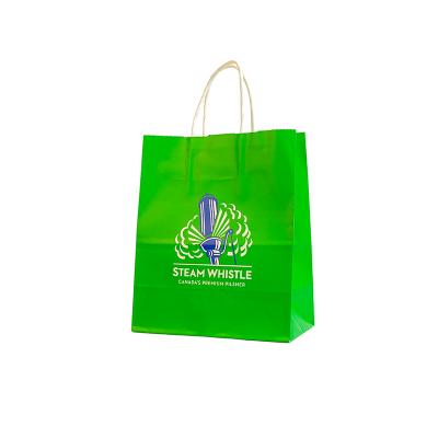 China Yaochen Recyclable Custom Printed Clothes Packaging Kraft Paper Bag With Handles Square Bottom No Paper Expensive Kraft Factory Outlet Sale for sale