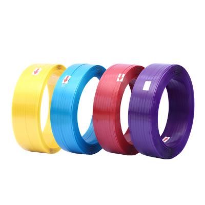 China Machine Packing Embossed Custom Colors Or Smooth PET Packing Strapping Belt Heavy Goods Packing Plastic Strapping Band for sale