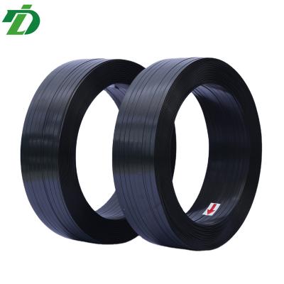 China Machine Packing 240kg-1100kg Tensile Strength Belt Binding Black Plastic Steel Packing Belt For Rolling Hot Melt PET Machine Packing Strapping Band for sale