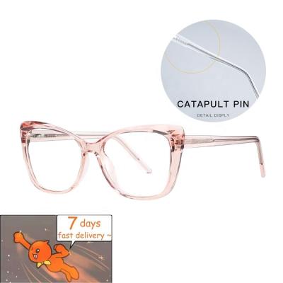 China New Arrival Fashion Cat Eye Eyewear River Blue Anti Ray Optical Glasses Blue Frame From Anti Ray Optical Glasses Light Optical Women's Show 2 PCs for sale