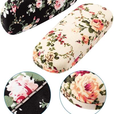 China Fashion Glass Case Women Retro Hard Shell Eyeglass Case Flower Fabrics Monocle Case Floral Box Covered Shell Case Style Spectacles for sale