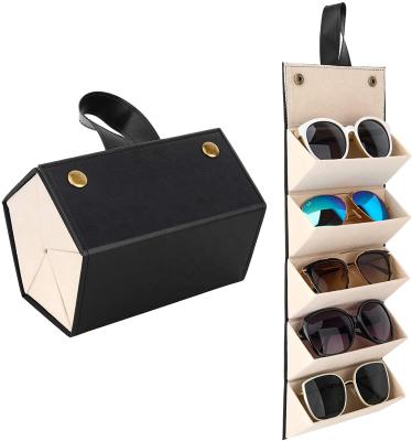 China Fashion Glasses Case Hot Sale Sunglasses Organizer 5 Slots Travel Glasses Storage Case Portable Sunglasses Case for sale