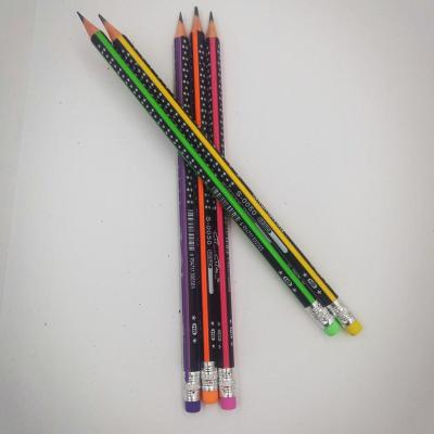 China Sour lead personalized multicolored striped plastic pencil for sale