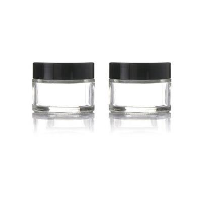 China High Quality Skin Care Cream 5g 10g 15g 20g 25g 30g 50g 100g 150g 200gMatt Frosted Clear Skin Care Cream Cosmetic Glass Jar With Black Screw Lid for sale