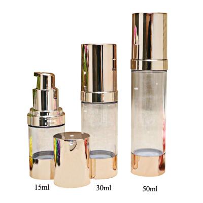 China Personal Care Gold Pump Bottle Airless Acrylic Airless Pump Bottle 50ml 30ml 15ml for sale