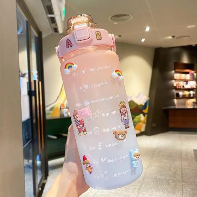 China 2L 64oz Fitness Viable Motivation Large Size Water Bottle for sale