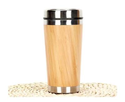 China PORTABLE Bamboo Coffee Mug Water Cup Tumbler Stainless Steel Shell Natural Feeling for sale