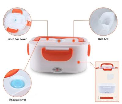 China Stainless Steel Auto Heating Electric Heated Bento Food Warmer USB Heating System Portable Electric Lunch Box Plastic Bowl for sale