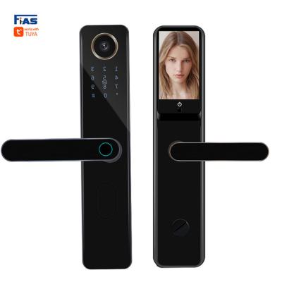 China Tuya Remote Customized Fingerprint Doorbell Lock Fireproof Peephole Viewer Screen Cipher Code RFID Smart Room Door Lock FS-898PHTY for sale