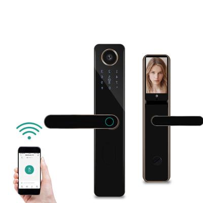 China Graffiti APP Remote Unlock Stainless Door Lock Peephole Snap Camera Doorbell Tuya Smart Lock Fingerprint Secret Code Card Lock FS-898PHTY for sale