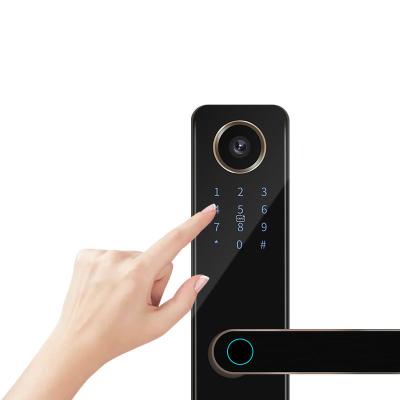 China Tuya WiFi Remote Control Camera Doorbell Lock Anti-peep Secret Code Office Timber Door Lock Password Card Hotel Lock FS-898PHTY for sale