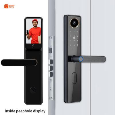 China Waterproof Graffiti Wifi App Smart Home Biometric Lock Fingerprint Aluminum Door Handle Digital Keyless Baterry Hotel Lock FS-898PHTY for sale