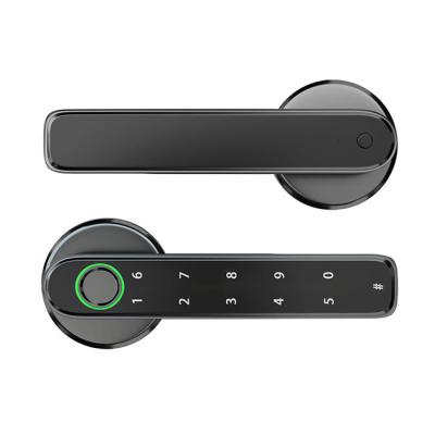 China Smart Door Lock Biometric Intelligent Fingerprint Door Handle Digital Code Password Keyless Single tongue Room Lock FS-196 for sale