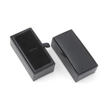 China High Quality Material Cheap Empty Boxes Jewelry Ornament Storage Cufflinks Clip Clip Set Custom Printed Logo Black Velvet Display Box for sale