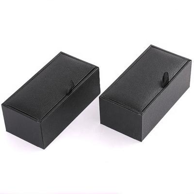 China High Quality Material Black Cufflinks Leather Lined Unique Jewelry Gift Boxes Logo Printed Custom Made Cufflink Box Drawer for sale