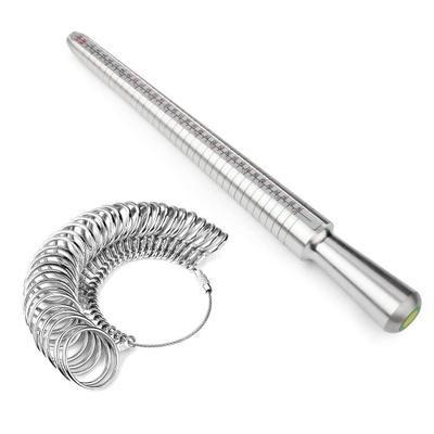 China 0-15 Silver TSK Metal Scale USA Finger Size Measuring Set Finger Sizer Tools For Jewelry 320*100*45MM for sale