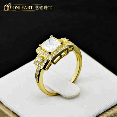 China High Quality High Quality Lady Rings Diamond Silver Wedding Ring 18k Sterling Gold Plated Jewelry for sale