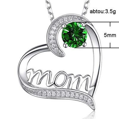 China Shiny Mirror Polished 12 Months CZ Heart Charm Jewelry Delicacy 925 Sterling Silver Zirconia Heart Pendant Custom Necklace Birthstone For Women for sale