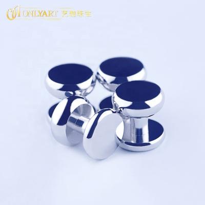 China Black Brass Cheap Silver Wedding Shirts Accessory French Cuff Link Sets Black Silver Color Tuxedo Stud Set For Mens Shirts Studs for sale