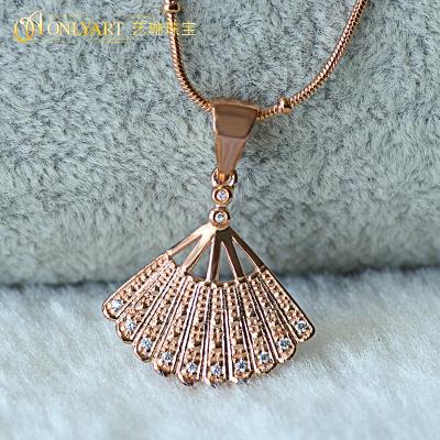 China FASHIONABLE Wedding Jewelry Fan Shape Rose Gold Plating 925 Silver Shoes Pendant Charms Gemstones Jewelry For Women for sale