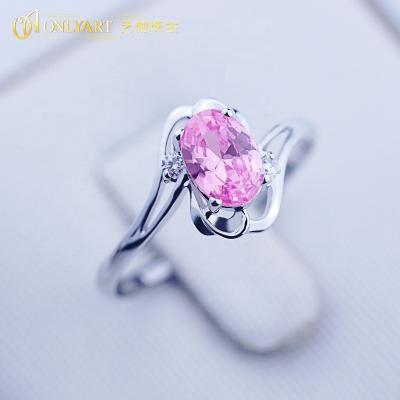 China 925 Wholesale High Quality Silver Plated Adjustable Ring Wedding Ring Jewelry For Women With Pink Stone for sale