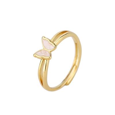 China Wholesale Comfort Fit Butterfly Jewelry Ring Shell 18K Silver Gold Plated Solid 925 Band Women Jewelry Adjustable Gift for sale