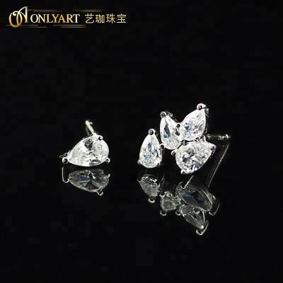 China Classic Black Swan Earring Fashion Lady Wear Double Studs Cubic Zirconia 925 Silver Earrings Jewelry for sale