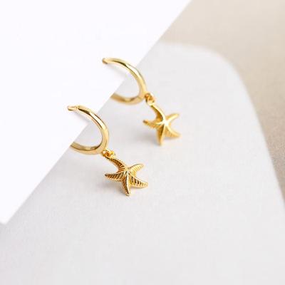 China New Design Cute Gold Earring Removable Jewelry 100% 925 Sterling Silver Star Circle Earrings s925 Pendant Earring For Women for sale