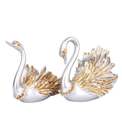 China Europe Resin Crafts Factory Manufacturer Accept Custom Wholesale Swan Home Decorations Wedding Statues Resin Swans JE-025 for sale