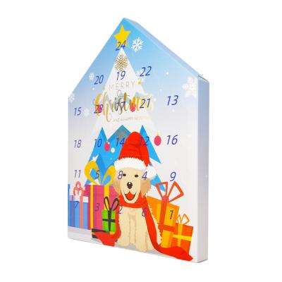 China Handmade Christmas Dog Toy Box Custom Made Paper Advent Calendar Dog Cookie Packaging Gift Package Box for sale