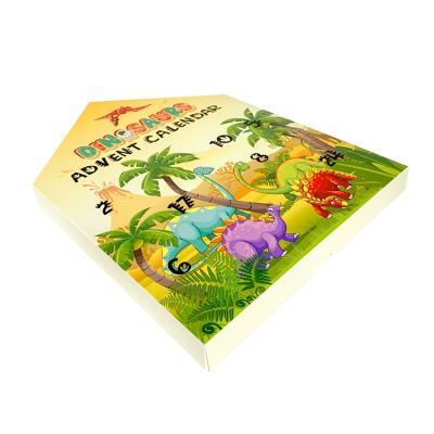 China Custom Printed Dinosaur Toy Sweet Chocolate Filled Christmas Advent Calendar House Packaging Box Popular Xmas Gift for sale