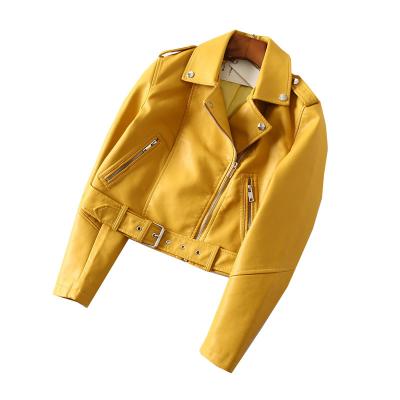 China 2020 High Quality Colorful Short Slim Fit Style Women Waterproof Leather Jackets Ladies for sale