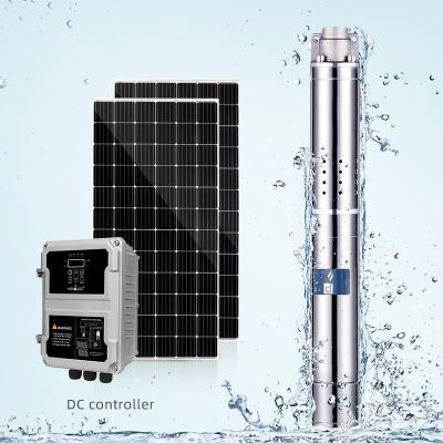 China Mains Power 4Inch 48V DC Borehole Solar Submersible Water Pump System Well For Home Use Deep Wells for sale