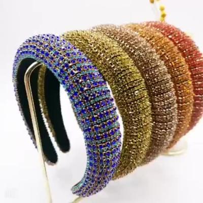 China Luxury Rhinestone Silk Makeup Headband 100g Weight 3cm Width for sale