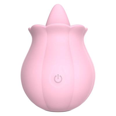 China 10 frequency tongue licking vibration popular sale tongue licking rose sucking vibrator massage pink vibrator sexy toys for women and girl for sale