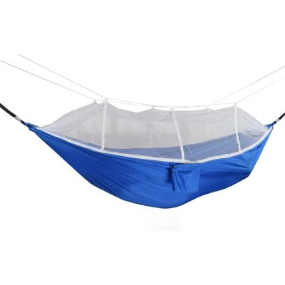 China New adult outdoor camping hanging folding knit hammock with mosquito net camping outdoor colorful hammock thick hammock bed for sale